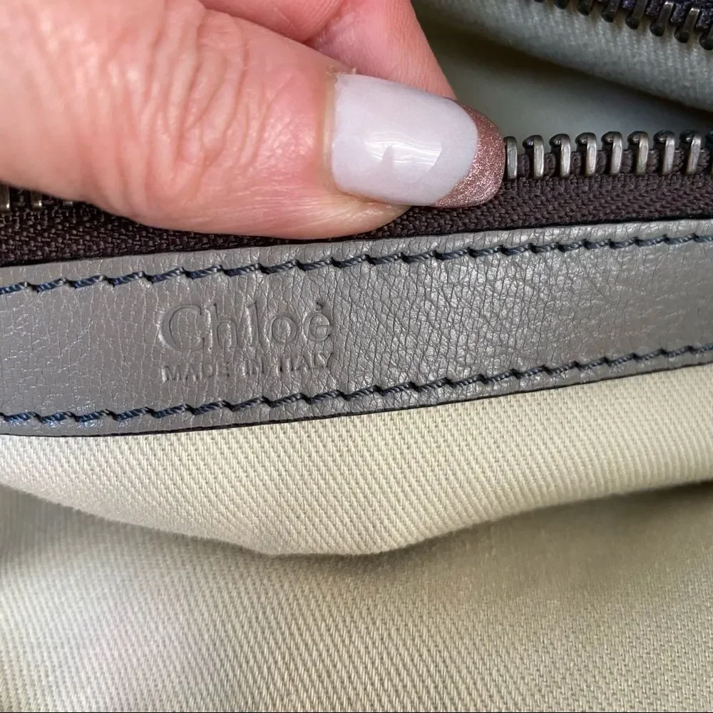 Chloe Taupe Gladys Leather Multi Zippers Tote Bag - Picture 6 of 11